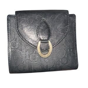 RARE DIOR Black Wallet Compact Gold Accents Authentic Stunning Good Condition